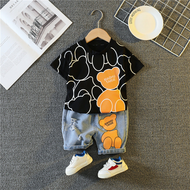 Cartoon Pattern Round Neck Short-Sleeved Two-Piece Set BB03