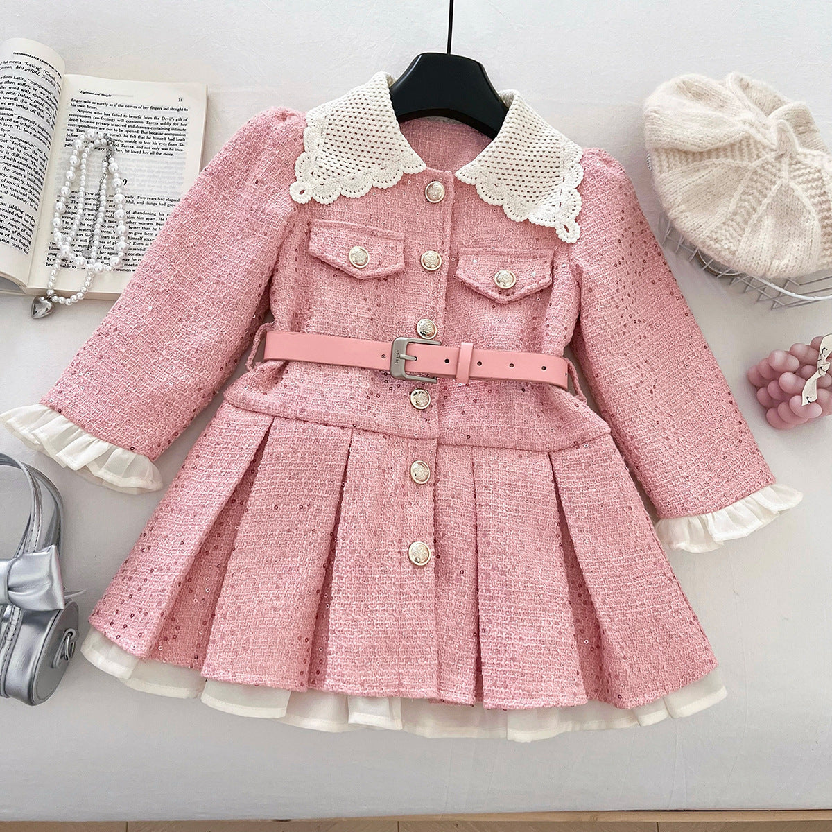 Chanel-Style Velvet Dress For Girls BB25