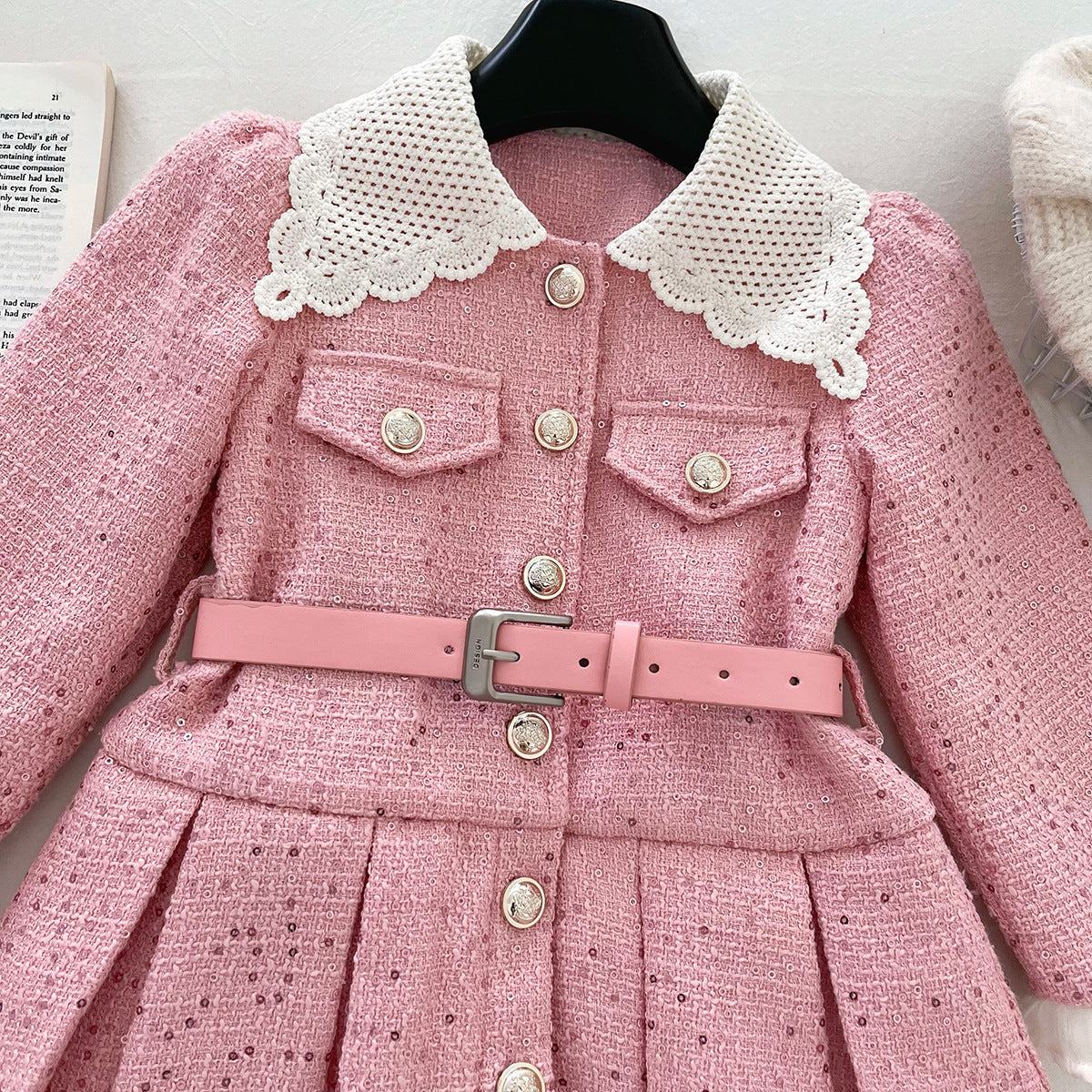 Chanel-Style Velvet Dress For Girls BB25