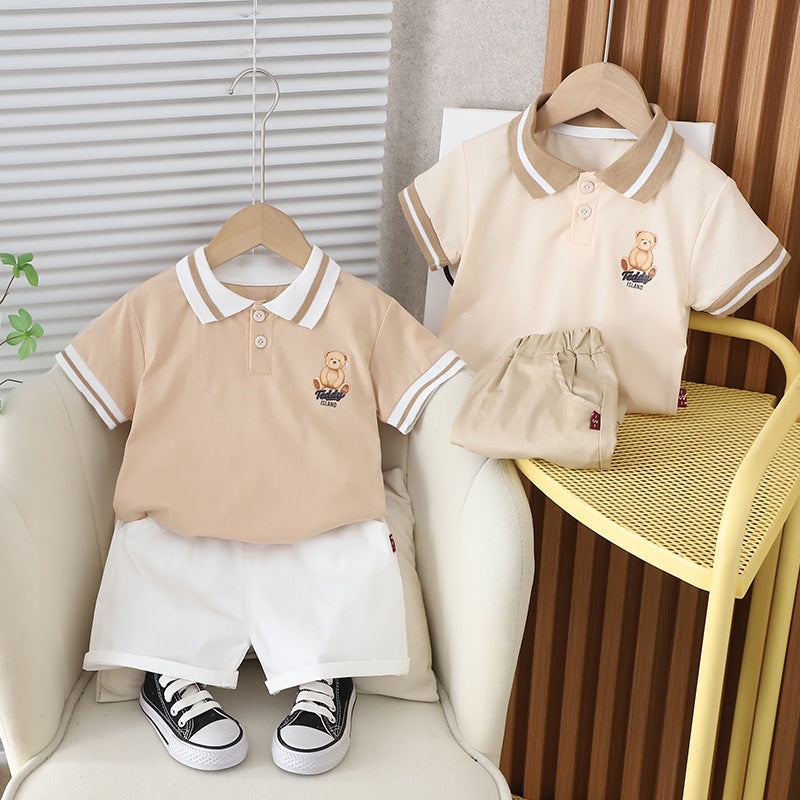 Bear Print Short Sleeve T-Shirt Set BB42