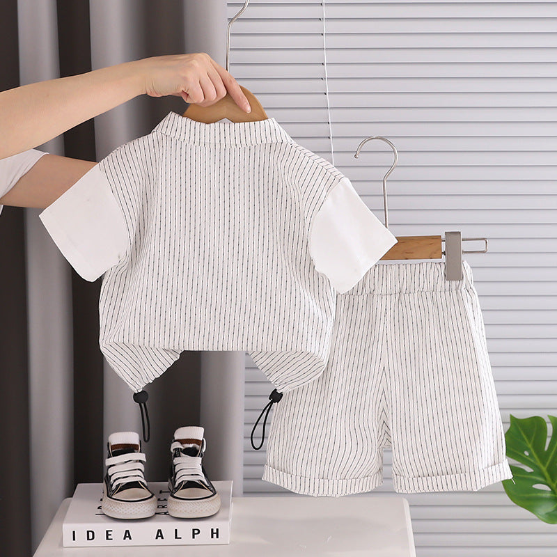 Baby Boy Half-Zip Short-Sleeve Two-Piece Set BB51