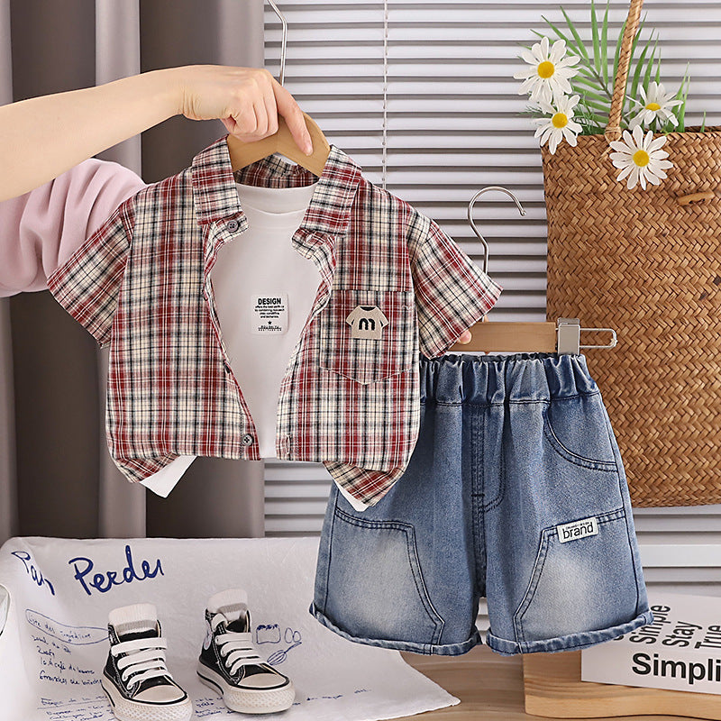 Denim Plaid Three-Piece Set BB54