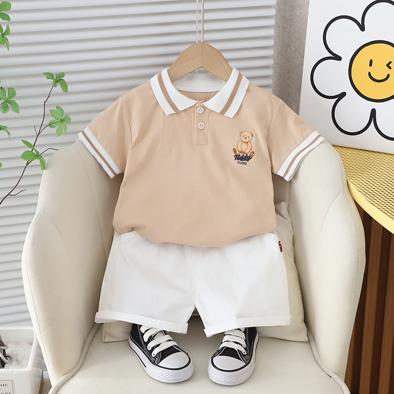 Bear Print Short Sleeve T-Shirt Set BB42