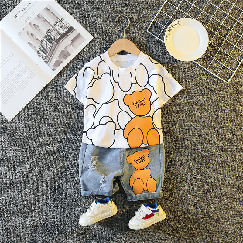 Cartoon Pattern Round Neck Short-Sleeved Two-Piece Set BB03