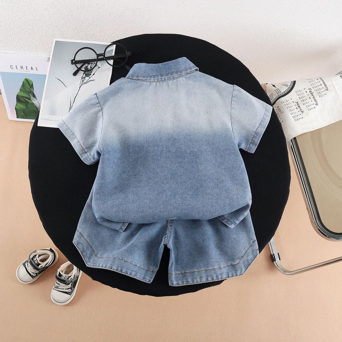 Denim Short-Sleeved Three-Piece Set BB53