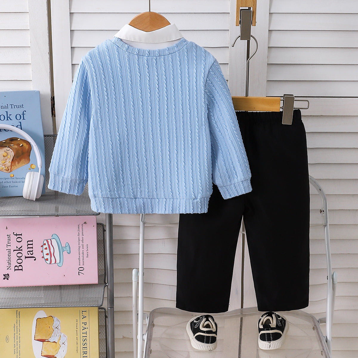 Jacquard Long-Sleeve Shirt, Pants and Two-Piece Set BB22