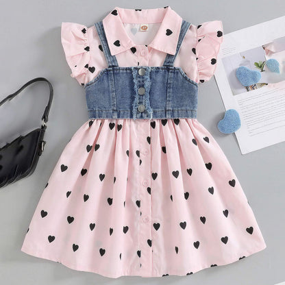 Flying Sleeve Denim Camisole Suit Two Set BB47