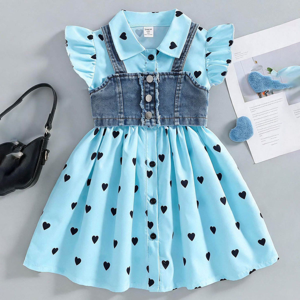 Flying Sleeve Denim Camisole Suit Two Set BB47