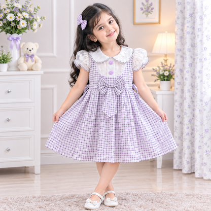 Pretty Checkered Bow Dress BBS11