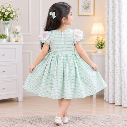 Pretty Checkered Bow Dress BBS10