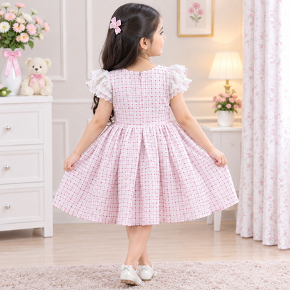 Pretty Checkered Bow Dress BBS05