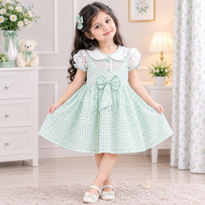 Pretty Checkered Bow Dress BBS10