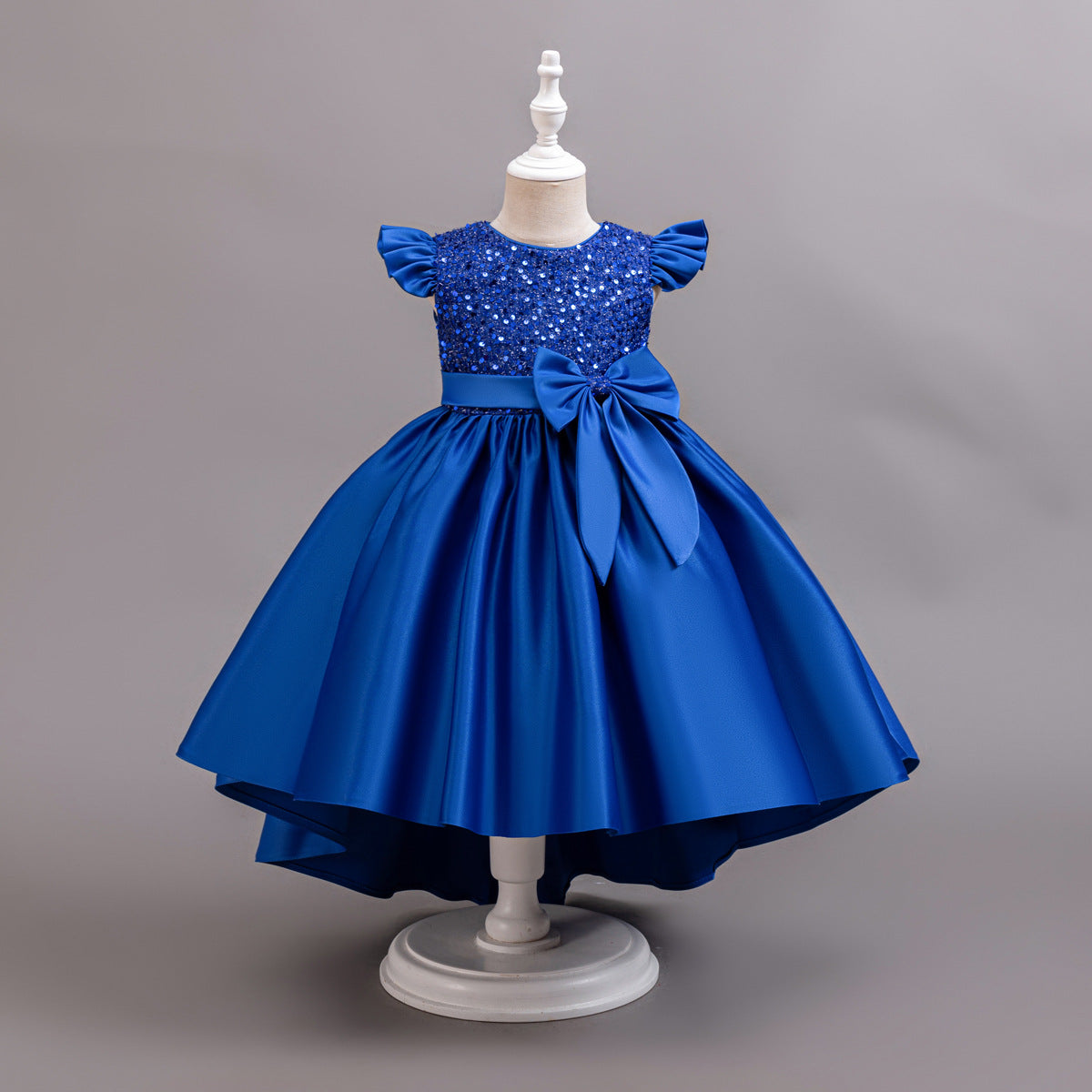 Satin Sequined Train Princess Dress BB189