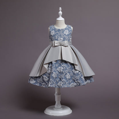 Embroidered Bow-Adorned Puffy Dresses BB187