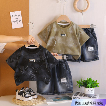 Boys Short-Sleeve Rhinestone Two-Piece Set BB26