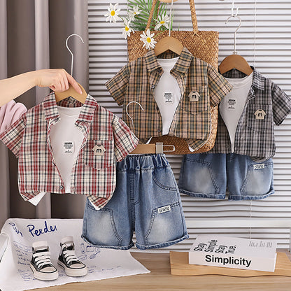 Denim Plaid Three-Piece Set BB54
