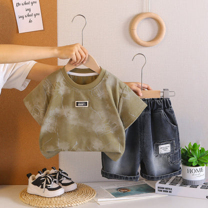 Boys Short-Sleeve Rhinestone Two-Piece Set BB26