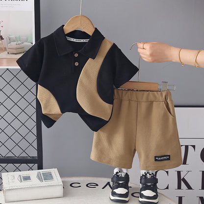 Boys' Short-Sleeved Contrasting Color Two-Piece Sets BB29