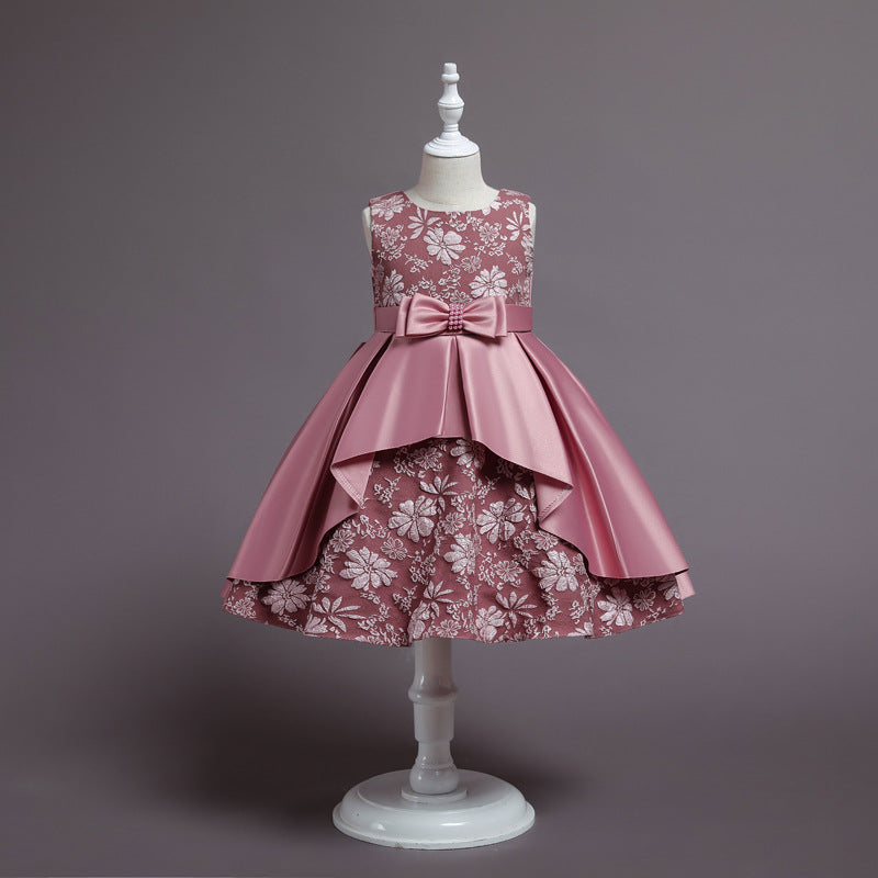 Embroidered Bow-Adorned Puffy Dresses BB187