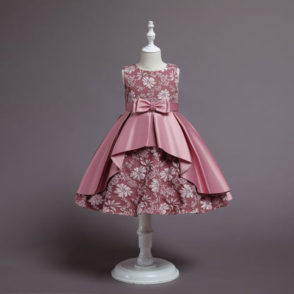 Embroidered Bow-Adorned Puffy Dresses BB187