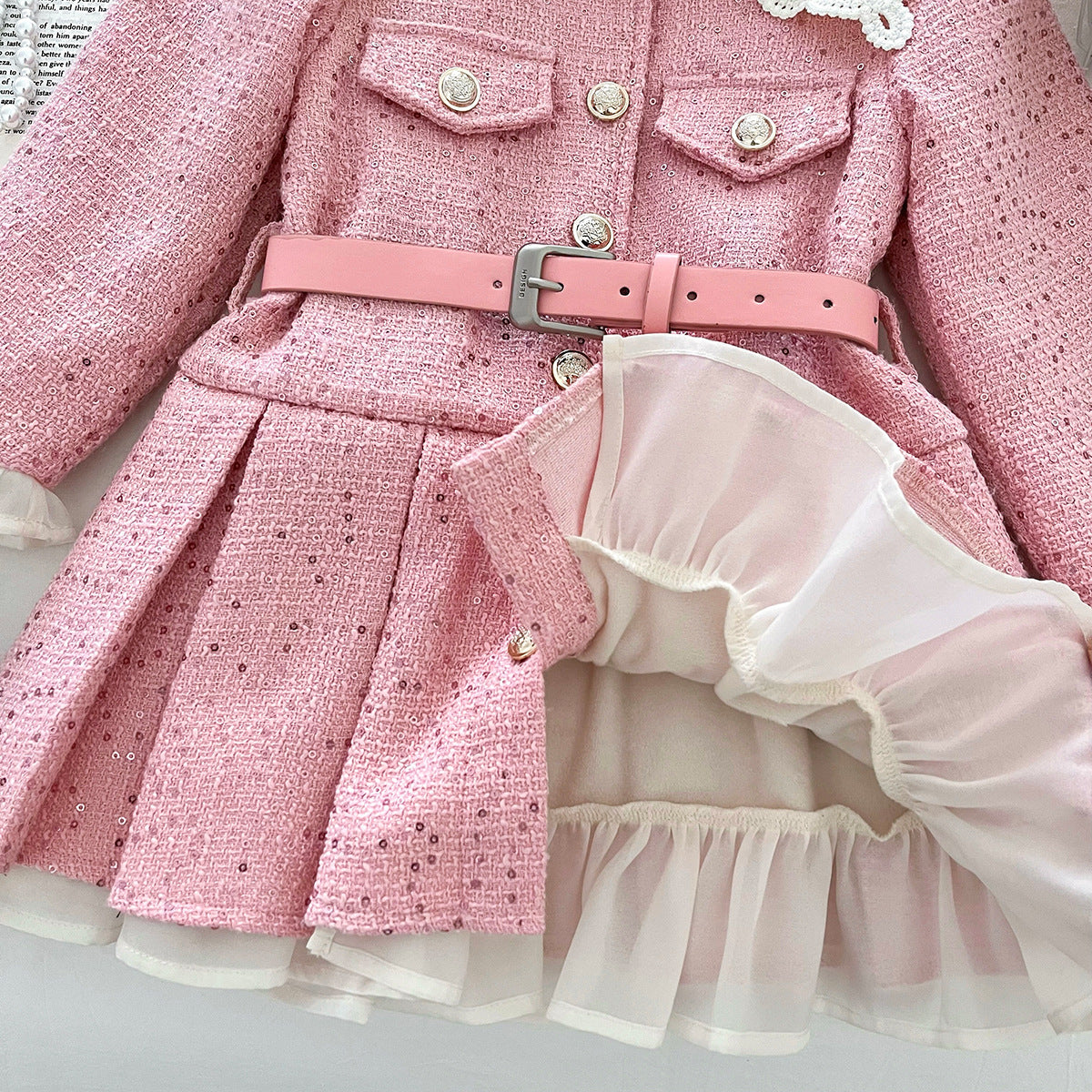 Chanel-Style Velvet Dress For Girls BB25