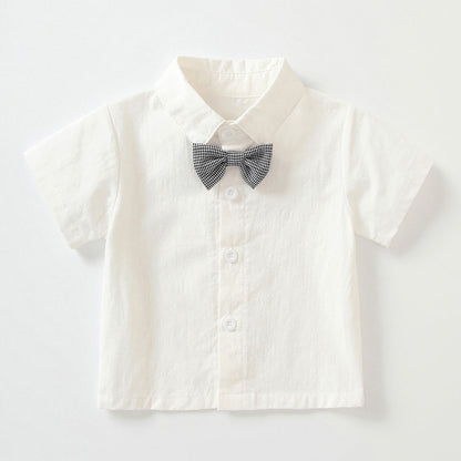 Boys Short-Sleeved White Shirt Two Piece Set BB57