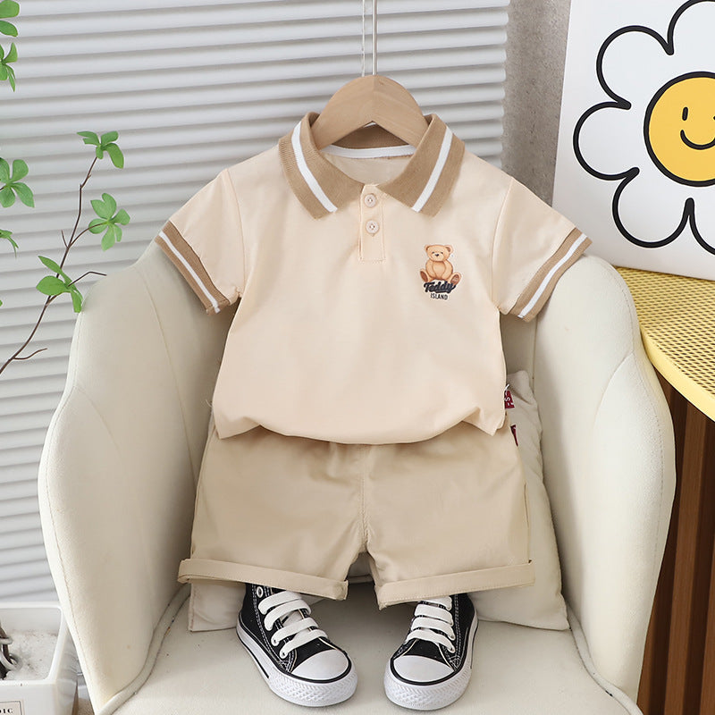 Bear Print Short Sleeve T-Shirt Set BB42