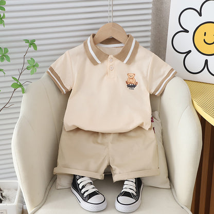 Bear Print Short Sleeve T-Shirt Set BB42