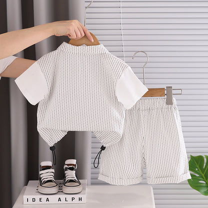 Baby Boy Half-Zip Short-Sleeve Two-Piece Set BB51