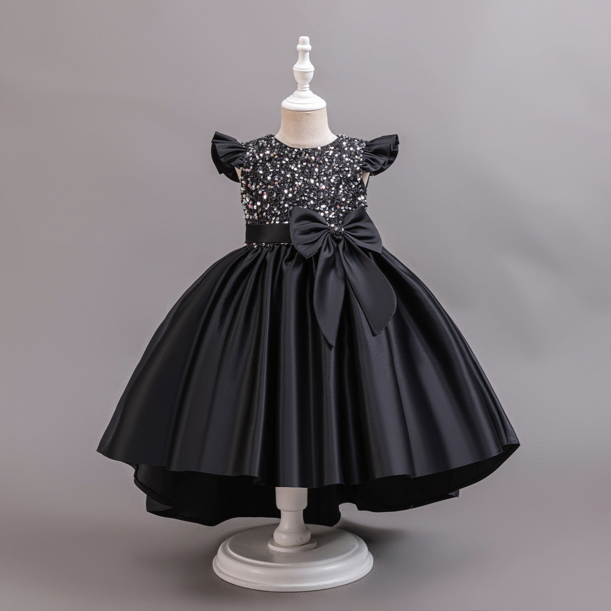 Satin Sequined Train Princess Dress BB189