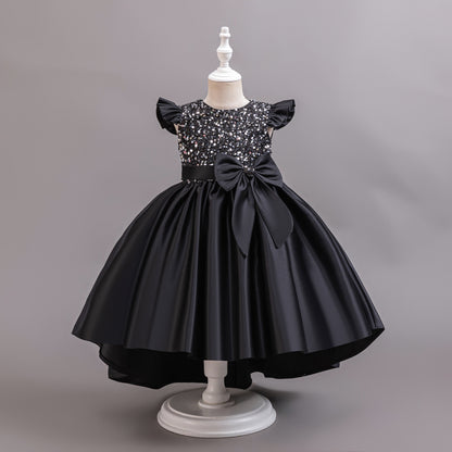Satin Sequined Train Princess Dress BB189