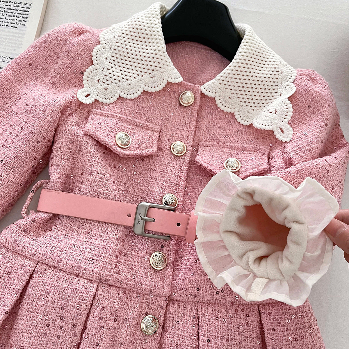 Chanel-Style Velvet Dress For Girls BB25