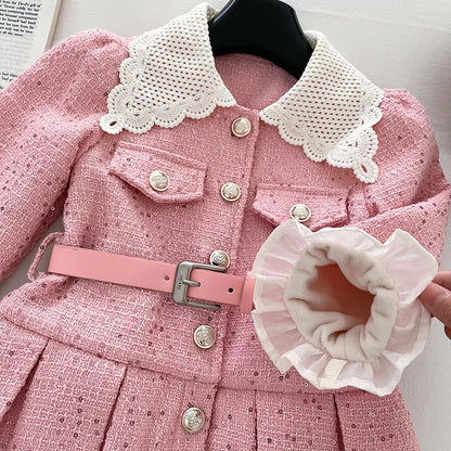 Chanel-Style Velvet Dress For Girls BB25