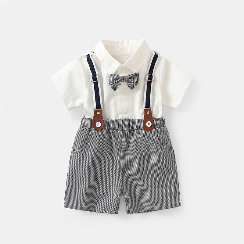 Boys Short-Sleeved White Shirt Two Piece Set BB57