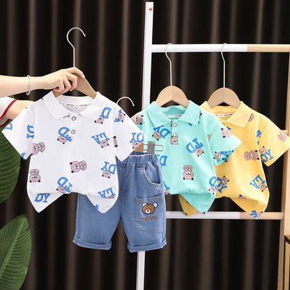 All -Over Bear Printed Two-Piece  Set BB55