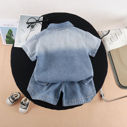 Denim Short-Sleeved Three-Piece Set BB53