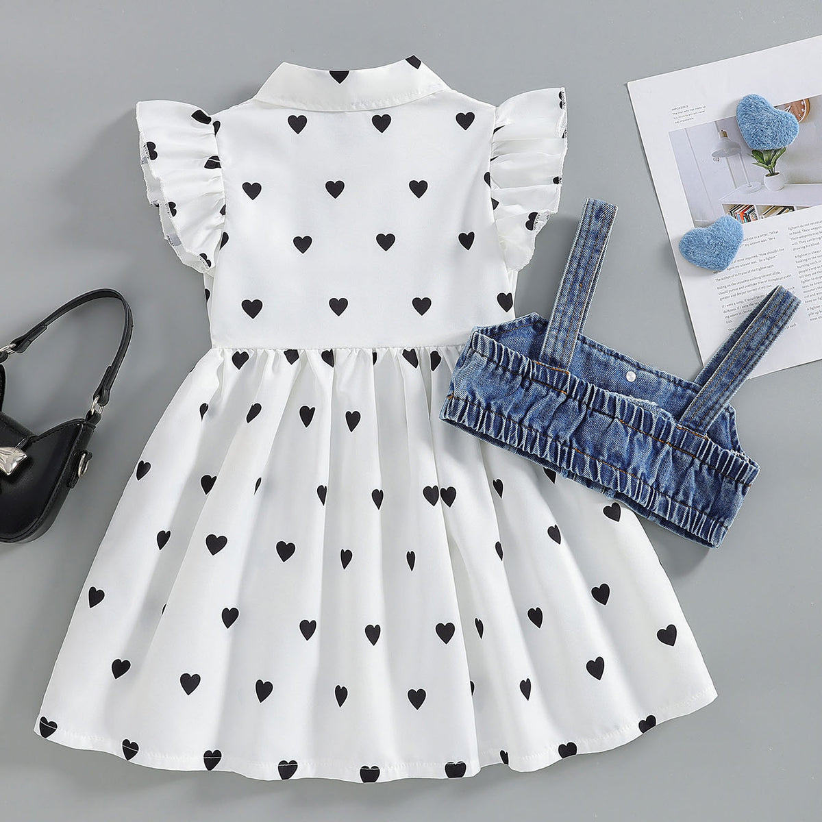 Flying Sleeve Denim Camisole Suit Two Set BB47