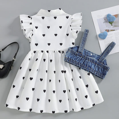 Flying Sleeve Denim Camisole Suit Two Set BB47