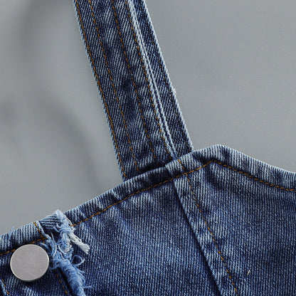 Flying Sleeve Denim Camisole Suit Two Set BB47