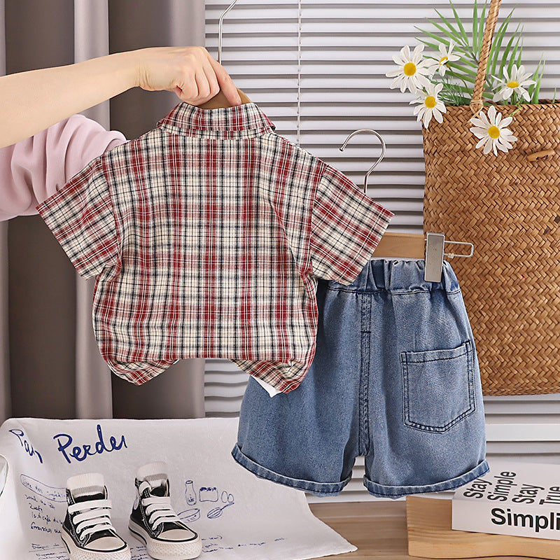 Denim Plaid Three-Piece Set BB54