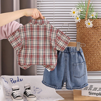 Denim Plaid Three-Piece Set BB54