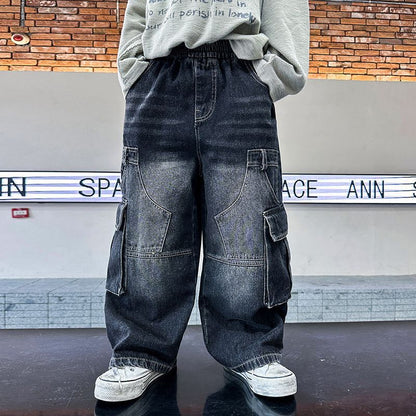 Large Pocket Boys Cargo Jeans BB08