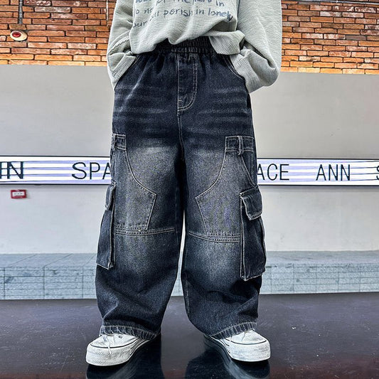 Large Pocket Boys Cargo Jeans BB08