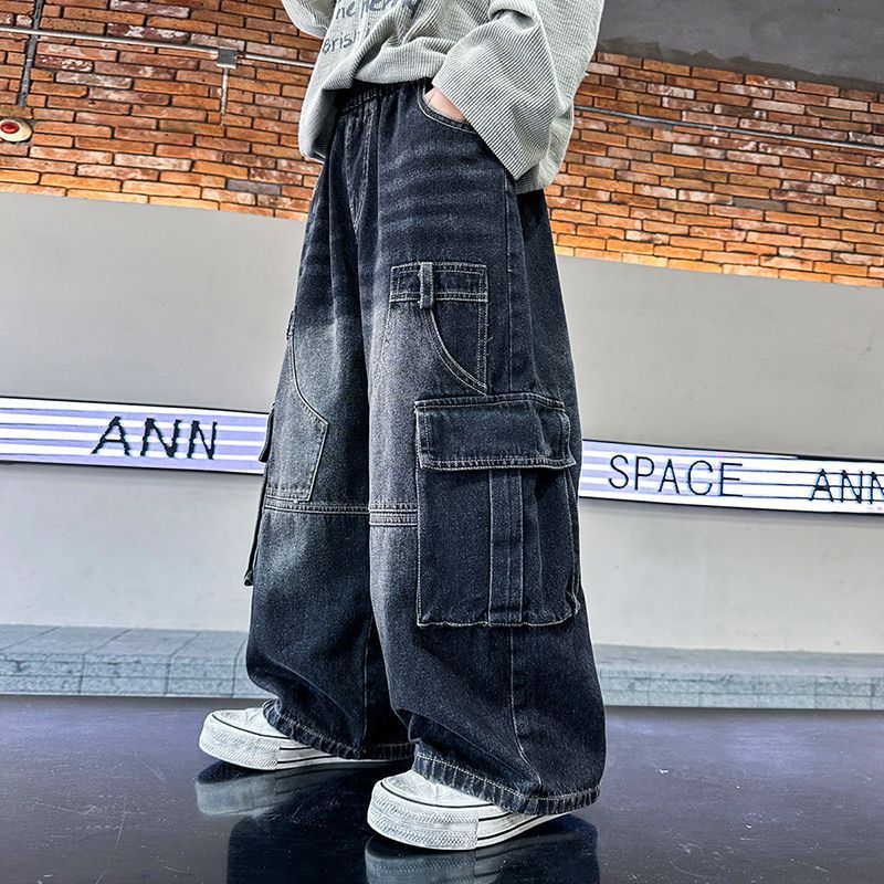 Large Pocket Boys Cargo Jeans BB08